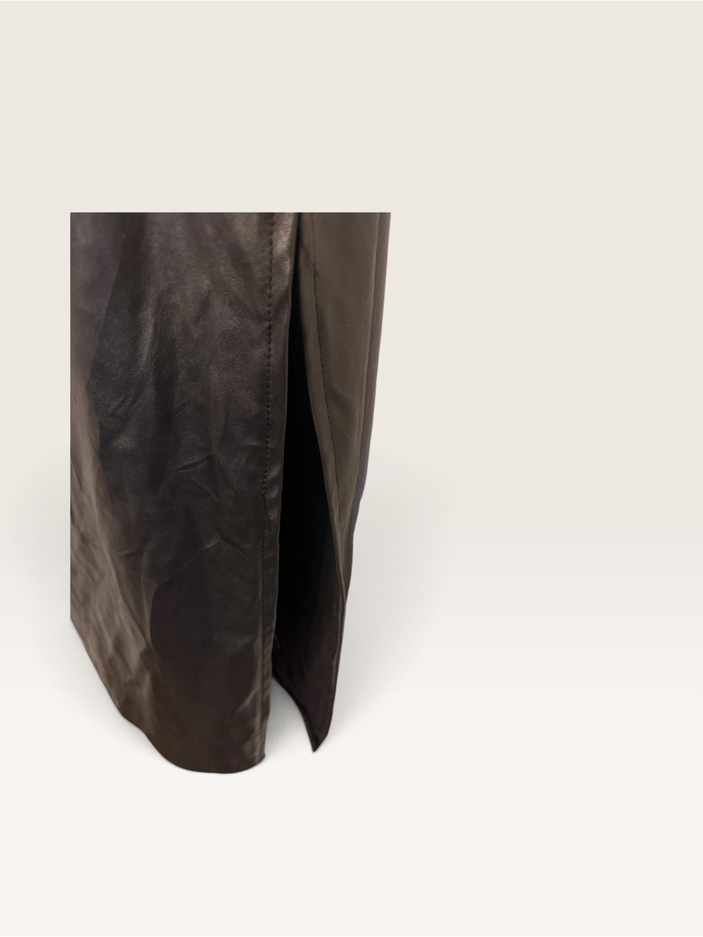 Wild Fable Vegan Leather Black Slip Dress w/ side split XS - Picture 3 of 5
